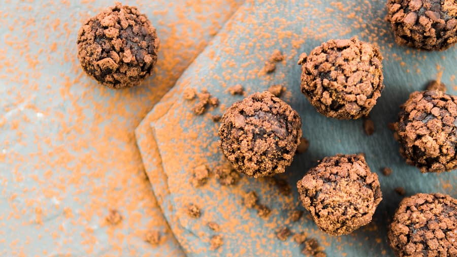 Chocolate truffle balls with biscuit crumbs