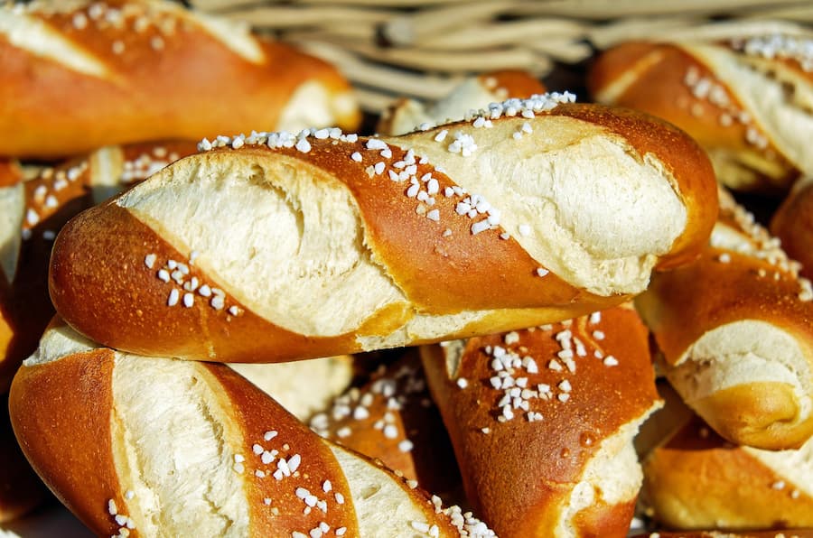 Are pretzels a healthy snack? Close-up of freshly baked salted pretzels