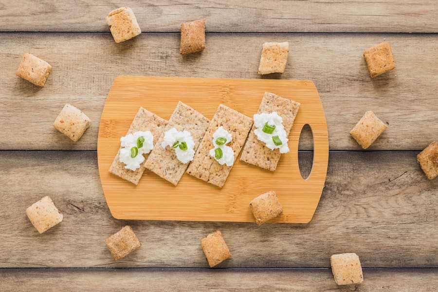 whole-grain crackers with soft cheese healthy toddler snack