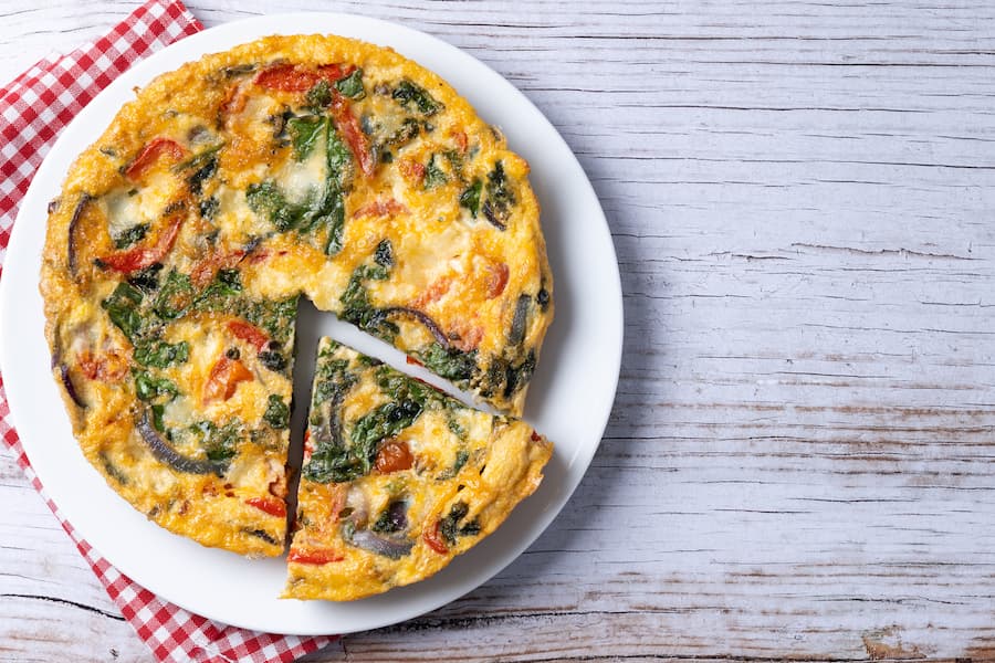 Enter Vegetable omelette on a white plate